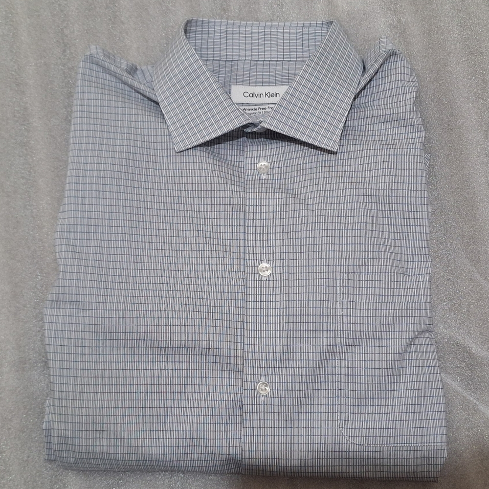 Calvin Klein NWOT Men's Blue Dress Shirt - Picture 4 of 6